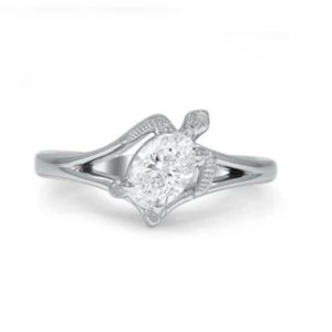 3.50Ct White Oval Cut Diamond Wedding Ring, Tortoise Delicate Diamond Ring, Women&#39;s Gift Ring In 925 Sterling Silver