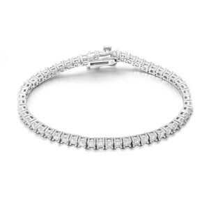 Round Diamond Charming Tennis Bracelet, 7&quot; Inch Handmade Tennis Bracelet , 925 Silver Bracelet, Diamond Bracelet For Her