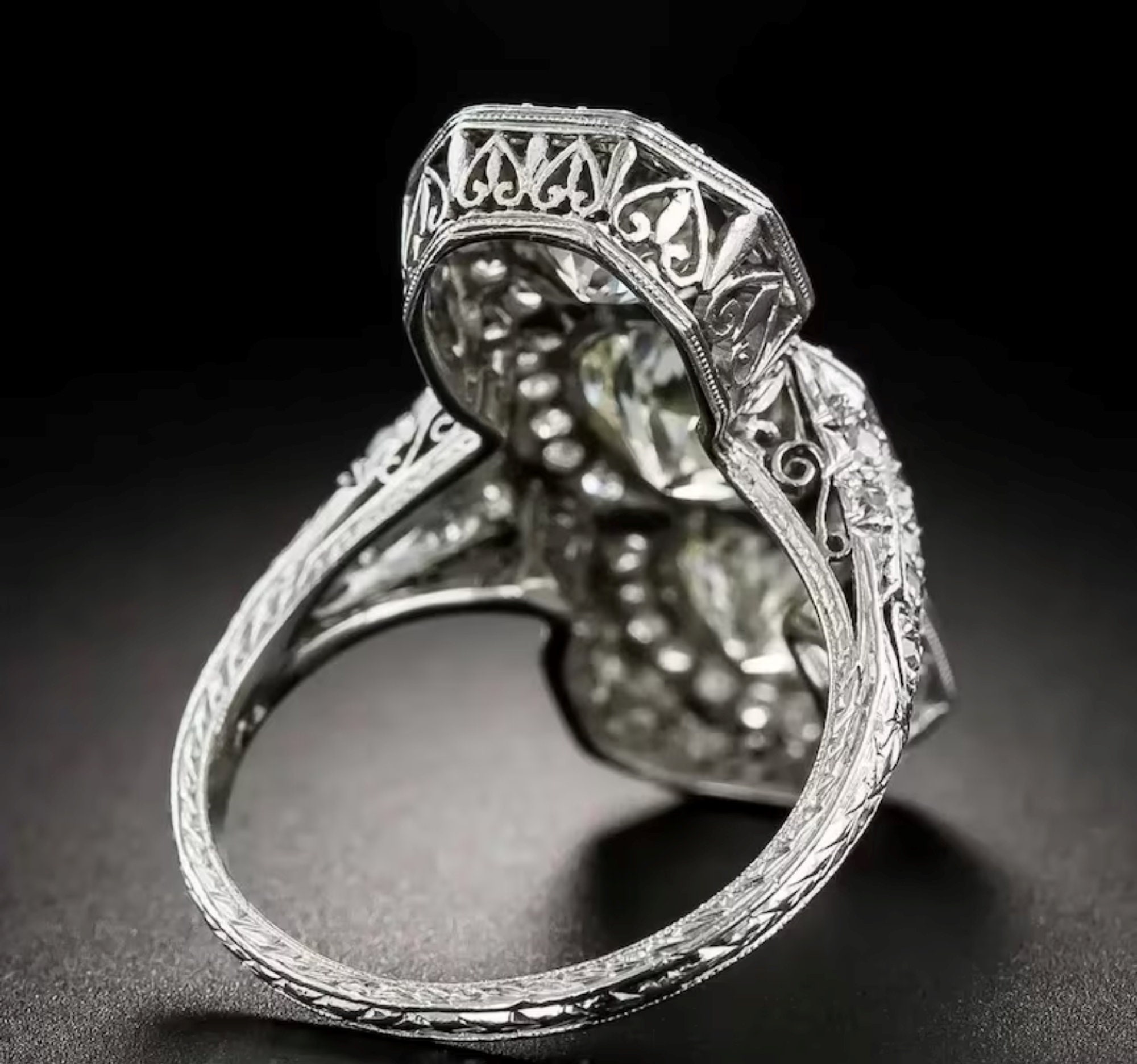 Vintage Three Stone Wedding Ring, Edwardian Women's Dinner Ring ...