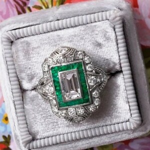 Vintage Bezel Set Engagement Ring,, Multi-Row Halo Wedding Ring, Royal Look Bridal Diamond Ring, 1920&#39;s jewelry Ring, For Women For Her