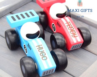 Personalised Baby Wooden Car Engraved | Personalised gifts | Birthday Gift | Racing Car Keepsake | Girl Boy Baby Shower Toddler | Wooden Toy