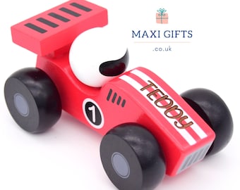Coche de juguete de madera personalizado grabado / regalos personalizados / regalo de cumpleaños / recuerdo del coche de carreras / niña niño baby shower niño / juguete de madera