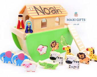 Personalised Wooden Noah's Ark | Shape Sorter Gifts | Toddler Birthday Gift | Christmas Gift | Keepsake | Baby Shower | Wooden Toy Boat