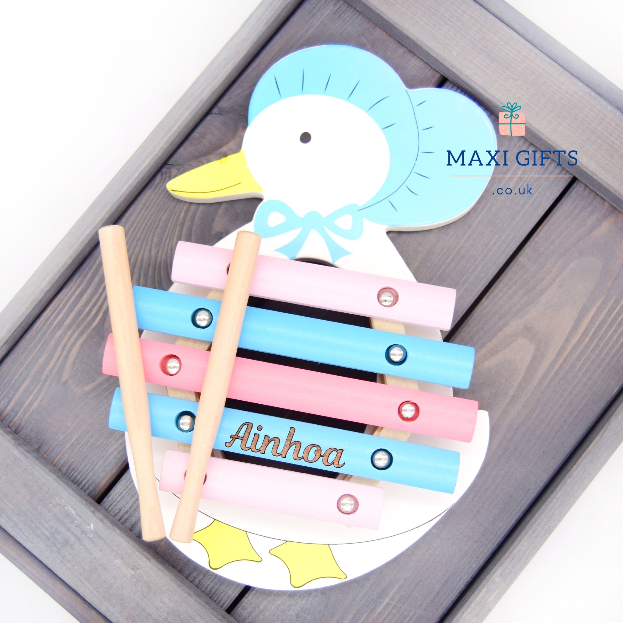 Personalised Peter Rabbit Wooden Xylophone Toy Engraved