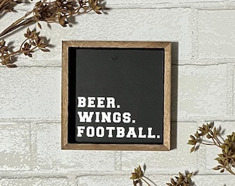 Beer. Wings. Football. Sign | Football Sign | Tiered Tray Sign | Mini | Fall Sign | Fall Decor | Autumn | Football Season | Gift for Him