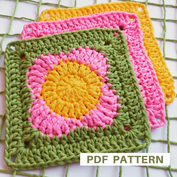 Free Granny Square Crochet Pattern: 4 Floral Motifs, cypress