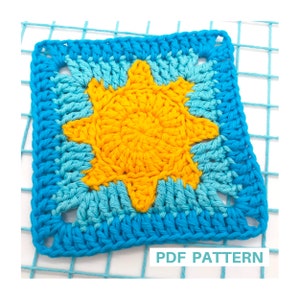 Sun granny square crochet pattern for baby blankets, sun granny square, sun crochet pattern, sun granny square for bag, gift for mom