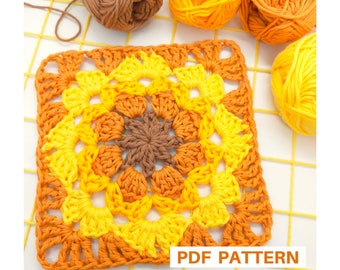 Easy Yellow Flower Granny Square Crochet Pattern with Step-by-Step Photos. Beautiful Floral Crochet Pattern for Quilts, Blankets, and Bags.