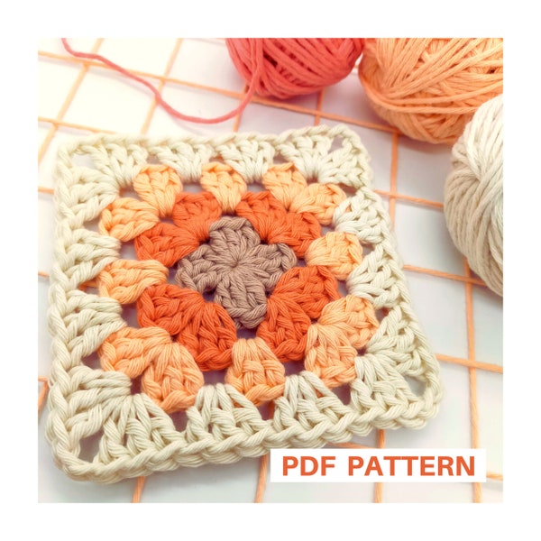 Easy granny square crochet pattern for beginners, beginner friendly pattern with lots of photos and detailed explanations in English