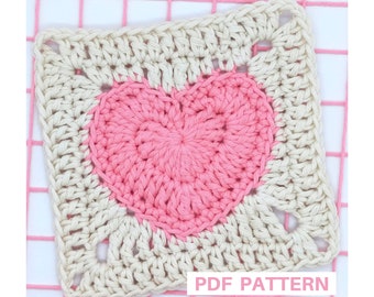 Heart Granny Square Tutorial. Learn to Crochet Easily. With 38 Step-by-Step Photos and Detailed Instructions. For All Garments & Accessories