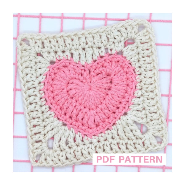 Heart Grandma Square-zelfstudie. Leer gemakkelijk haken. Met 38 stapsgewijze foto's en gedetailleerde instructies. Voor alle kleding en accessoires