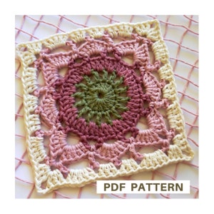 Willow granny square crochet pattern, large granny square, 7x7 in granny square, photo tutorial and written pattern, blanket motif, pdf only