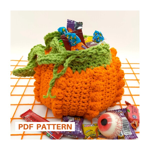 Tutoriel de sac de citrouille au crochet, sac à main pour Halloween, citrouille d'Halloween pour collecter des friandises ou ajouter une touche festive, motif au crochet