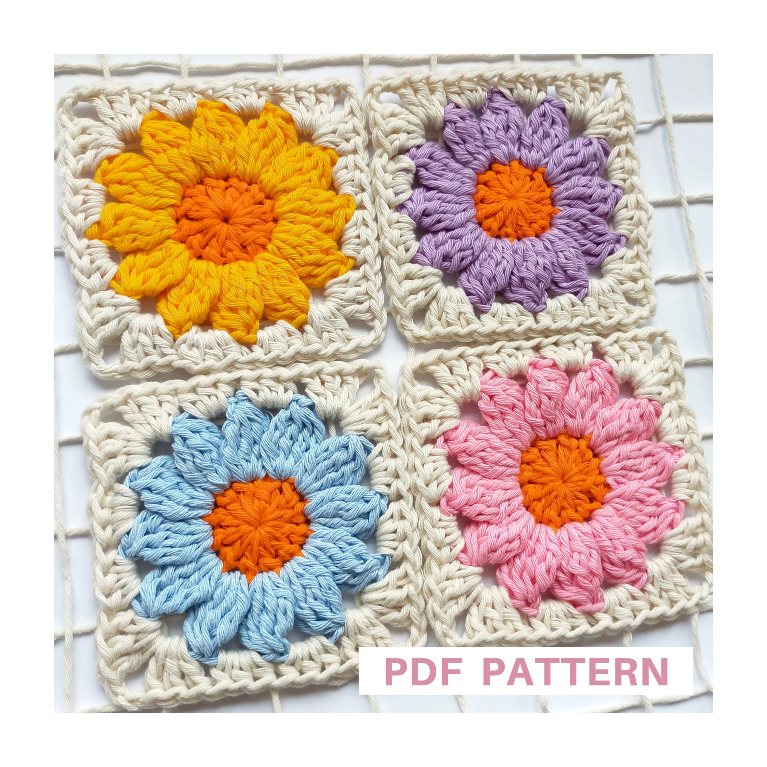  Flowers of the Month Granny Squares: 12 Squares and