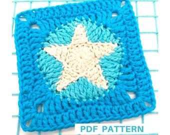 Star granny square crochet pattern for blankets, sky granny square, star crochet pattern, star granny square for bag, crochet gift for mom