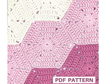 Hexagon Granny Square Crochet Pattern: Classic and Solid Design for Blankets, Bags, Purses. Easy Step-by-Step Photo Tutorial. Gift to Myself