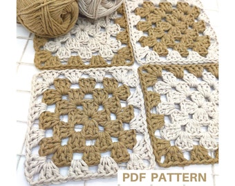 Easy crochet pattern for beginners, basic granny square, step-by step photos, for blankets, bags, purses, coasters, gift for crochet lovers.