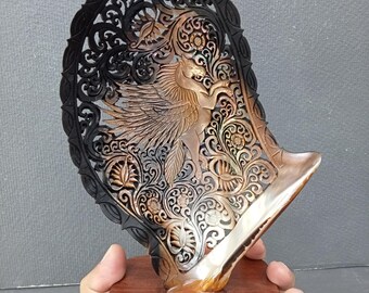 Carved Mother of Pearl Pegasus Sculpture: Natural Seashell Art