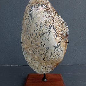 Carved pearl mussels clam shell phoenix carving,real and natural sea shell,sea shell gift