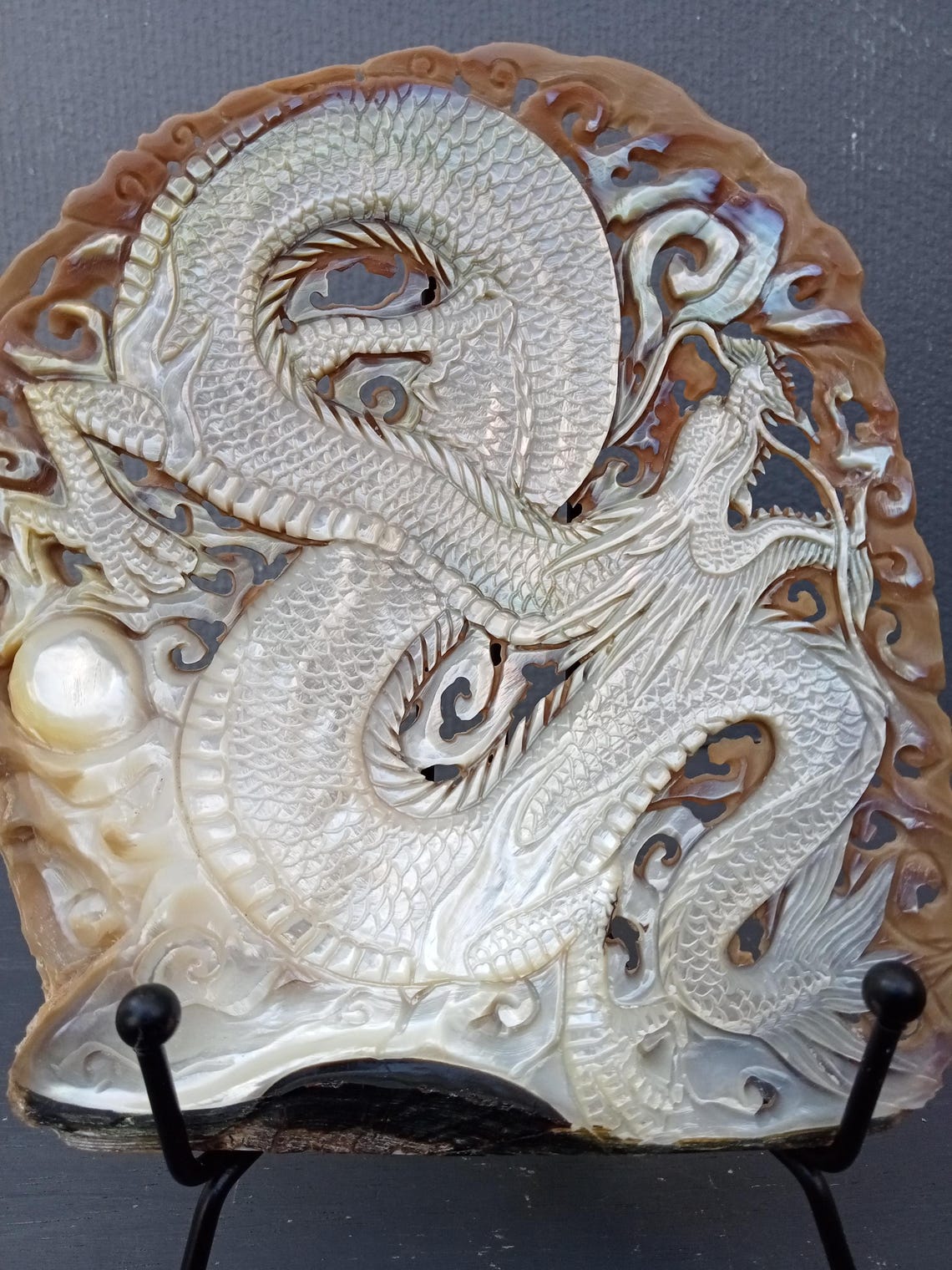 Dragon Shell Mother of Pearl,carved Sea Shell Dragon Sculpture,real and Natural ...