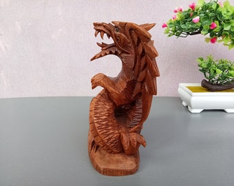 手彫りの木製龍の彫刻：ホームデコレーション像 - Etsy 日本