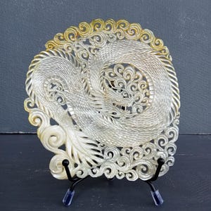 Mother of pearl Dragon carving,hand-carved shell, natural pearl shell