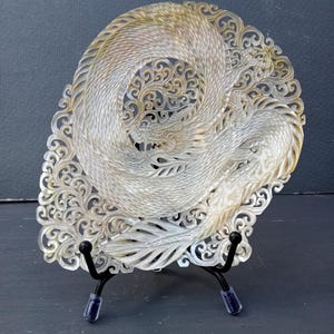 Carved mother of pearl dragon carving,real and natural pearl shell,south sea pearl,seashell art