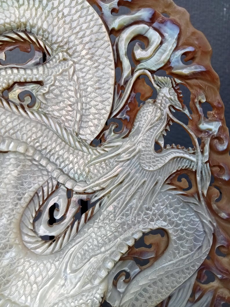 Shell Dragn Mother of Pearl,carved Sea Shell Dragon Sculpture,real and Natural ...