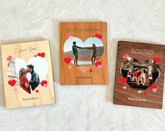 Personalized Valentines Day Photo Magnet • Wood Magnet Card • Gift for Her Him • Boyfriend Gift • Valentines Day Gift • Couples Gift • VDM01