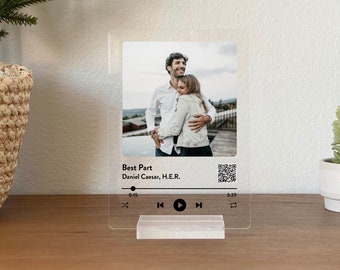 Custom Music Plaque • Favorite Song • Gift for Her Him • Couples Gift • Best Friend Gift • Acrylic Plaque • Valentine's Day • QR Code • MP01