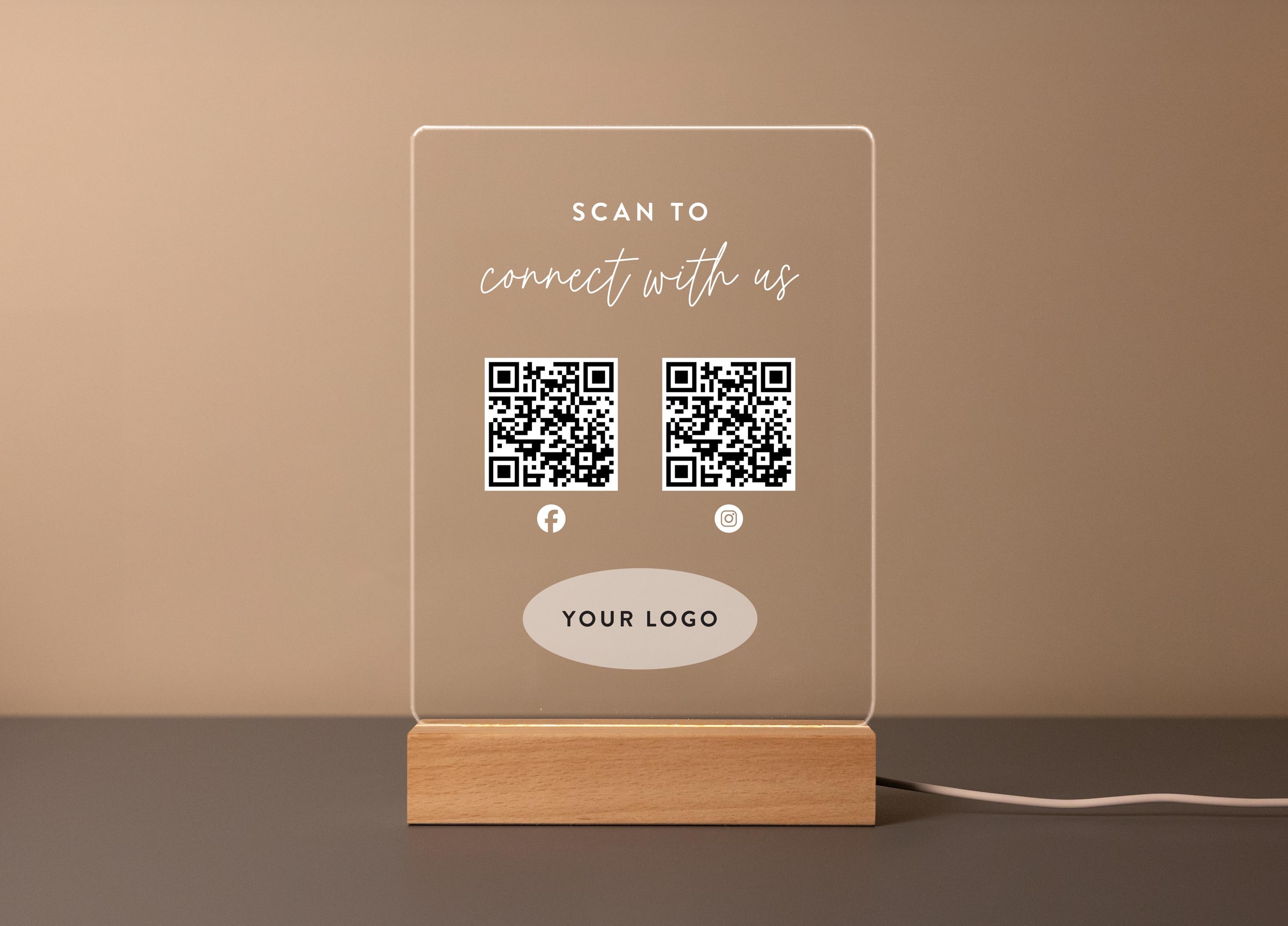 Custom Acrylic QR Code Sign With LED: Scan to Pay, Social Media, Small ...