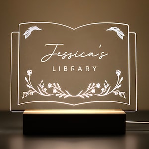 Personalized Library LED Sign: Library Decor, Custom Book Lover Gift, LSL01