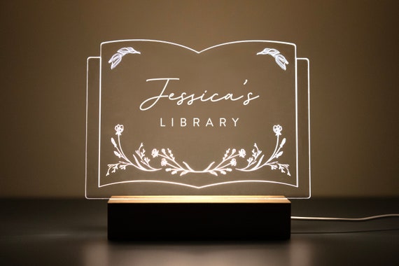 Personalized Library LED Sign: Library Decor, Custom Book Lover Gift, Bookshelf Decor, Bookish Gifts