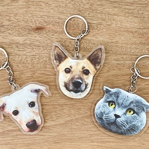 Custom Pet Photo Keychain, Face Cutout Keychain, Dog Face, Cat Face, Pet Face, Custom Pet Gift, Personalized Pet Keychain, Memorial, FK01