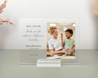 Personalized Teacher Photo Plaque, Custom Teacher Plaque, Teacher Appreciation Gift, Gift from Students, Gift from Class, TGP01