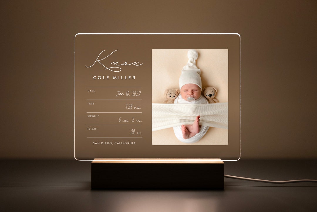 Custom Birth Announcement LED Plaque: Baby Photo Keepsake - Etsy