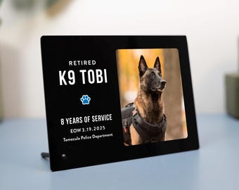 Custom Retired K9 Plaque: Acrylic Police Dog Memorial Gift