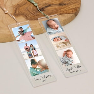 May include: Two clear acrylic bookmarks with family photos. One bookmark features the text "The Jacksons 2025". The other bookmark has the text "Elyah Miller 10.12.2025". Each bookmark has a tassel attached.