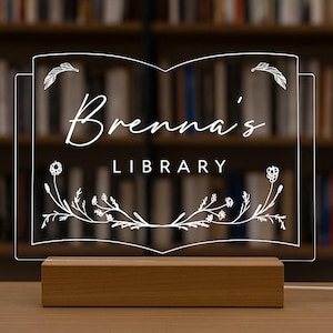 Personalized Library LED Sign: Library Decor, Custom Book Lover Gift, Bookshelf Decor, Bookish Gifts image 6