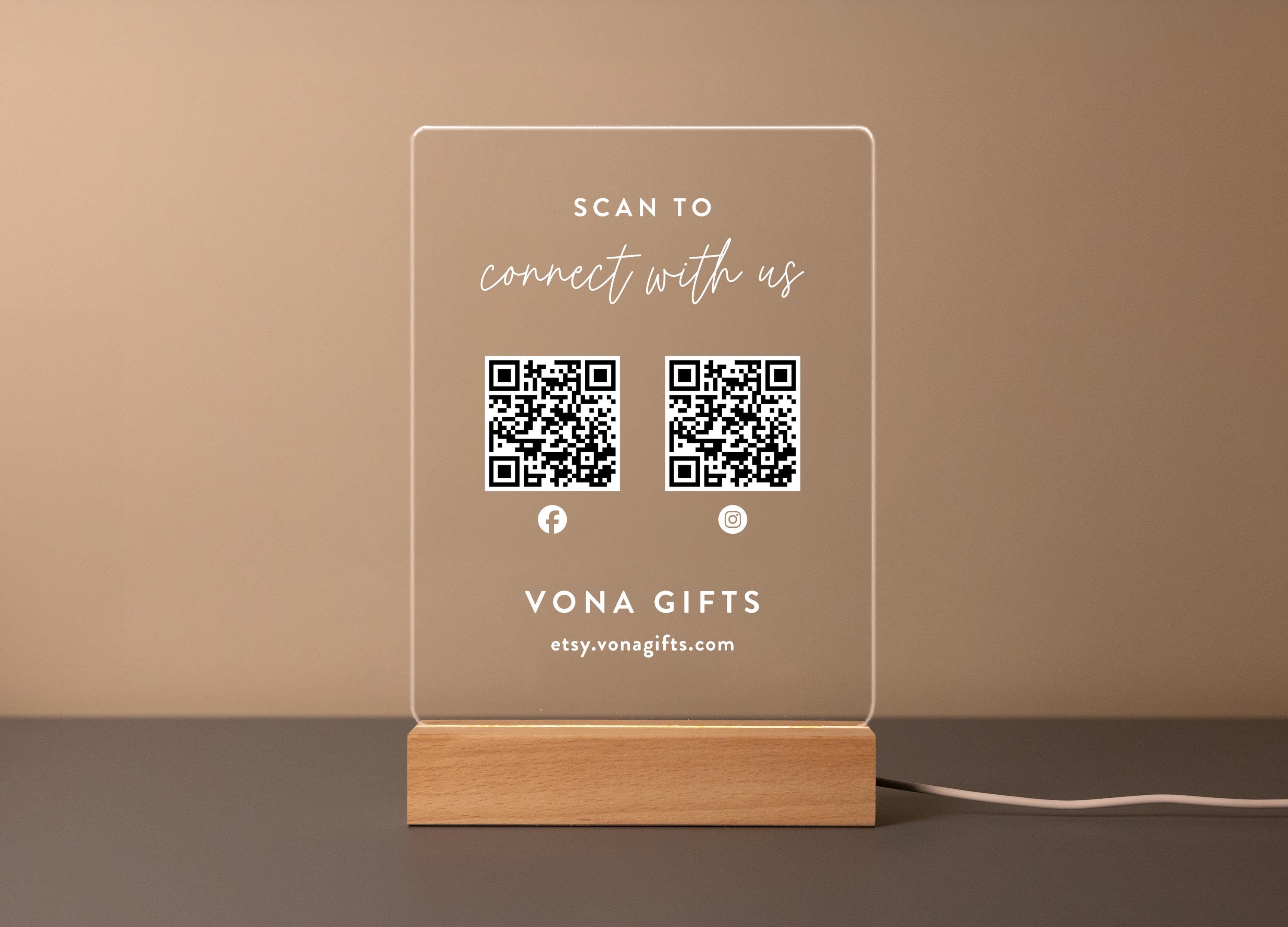 Custom Acrylic QR Code Sign With LED: Scan to Pay, Social Media, Small ...