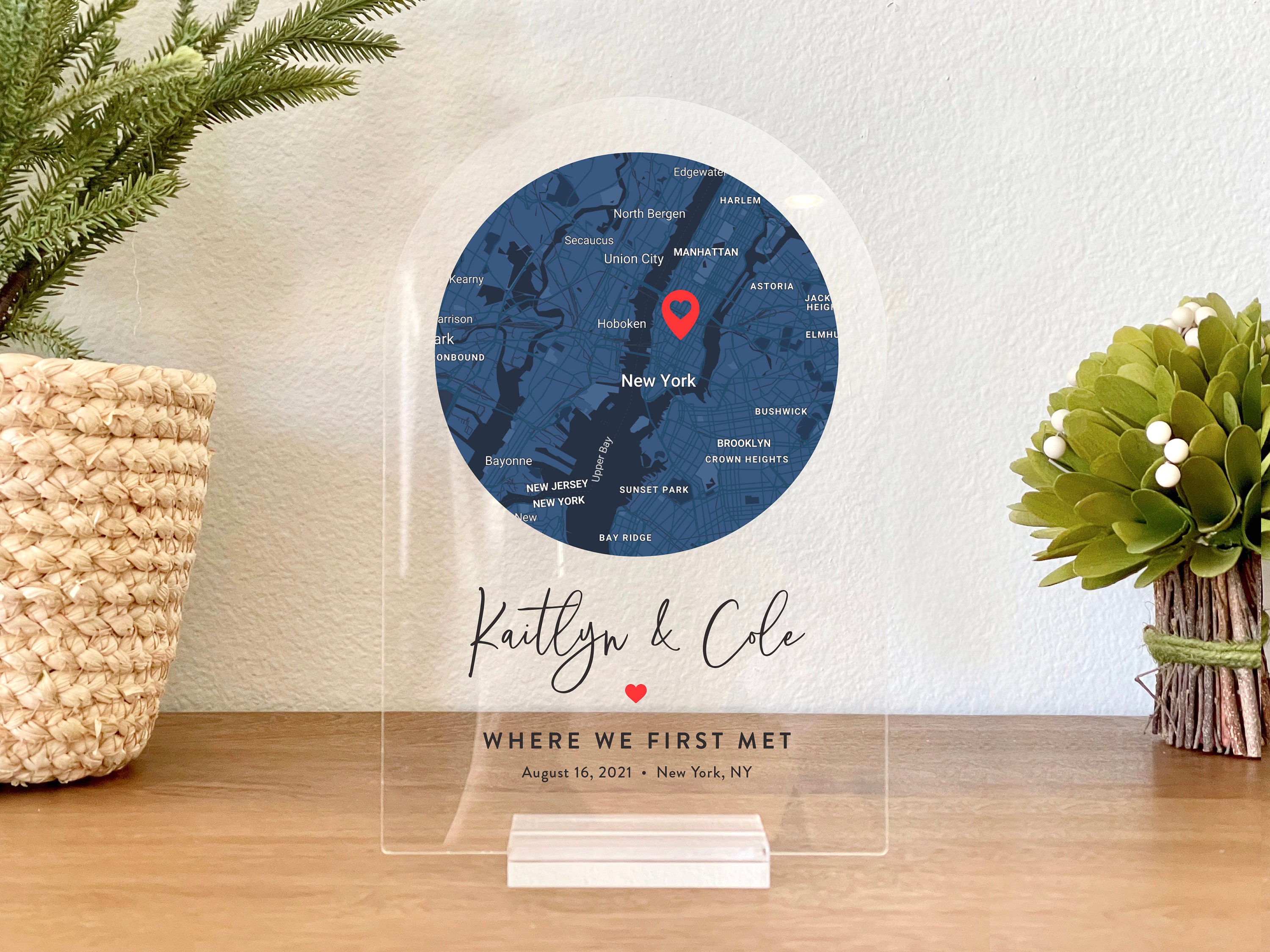 Personalized Acrylic Map Plaque Where We First Met Map for Mother