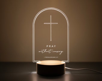 Luz LED cristiana personalizada para iglesia y pastor, regalo con versículo bíblico para decoración del hogar, BVL03
