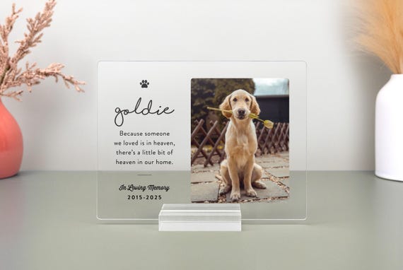 Custom Pet Memorial Plaque: Personalized Photo Acrylic Dog or Cat Sympathy Gift