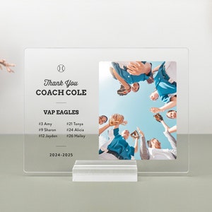Placa de agradecimiento personalizada para entrenadores: regalo con foto del equipo