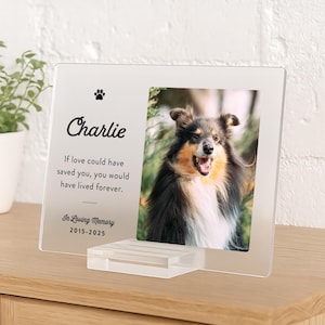 Custom dog memorial plaque with photo – Personalized acrylic remembrance gift for Sheltie or Collie dog