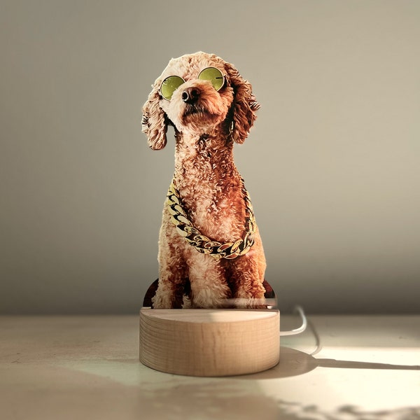 Personalized Pet Photo LED Light: Custom Acrylic Sculpture