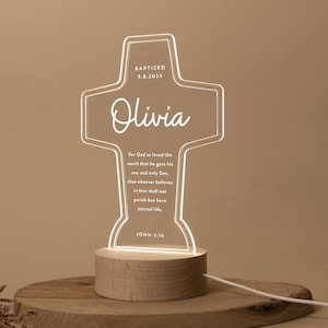 Personalized Baptism Gift, Christening Gift, Baptism Gift Boy, Baptism Gift Girl, Godmother Godfather Gift, Custom LED Sign, BGL01
