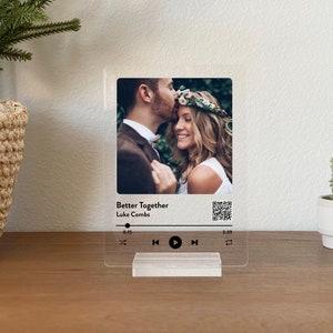 Custom Music Plaque Favorite Song Gift for Her Him Couples Gift Best Friend Gift Acrylic Plaque Valentine's Day QR Code MP01 Yes