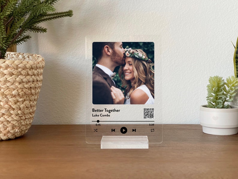 Placa de música personalizada Canción favorita Regalo para ella él Regalo para parejas Regalo para mejor amigo Placa acrílica Día de San Valentín Código QR MP01 imagen 3