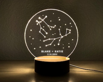 Personalized Zodiac LED Light • Couples Gift • Anniversary • Engagement • Custom Gift • Gift for Her • Gifts for Him • Wedding Gift • ZNL02